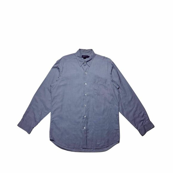 Ralph Lauren Purple Label (L/XL) L/S Button up Shirt Houndstooth Blue - Picture 1 of 4